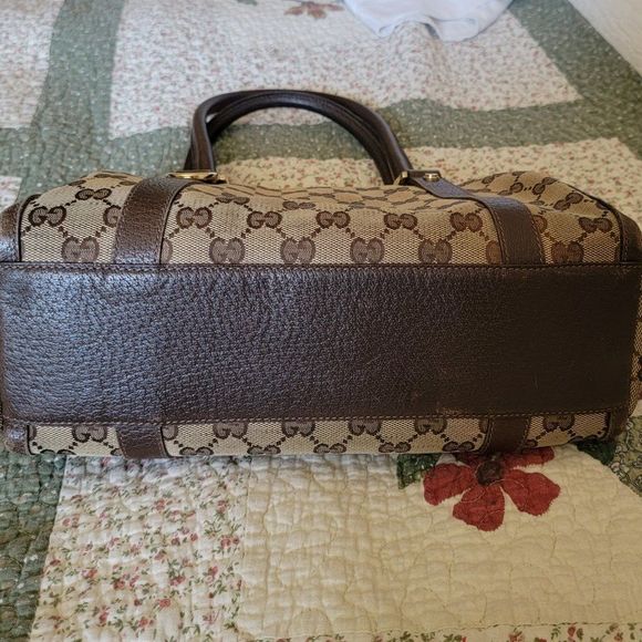 Gucci Abbey Boston Bag- Beige/Brown Canvas- Monogrammed Canvas-Medium Size - Picture 2 of 7